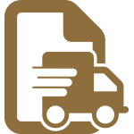 Vector icon of a truck in front of a document for the Schedule Repair Pickup Form on the Apex Mobile App.