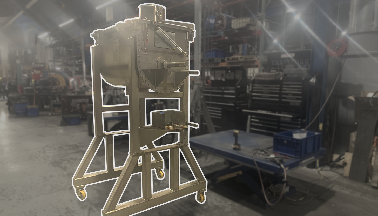 Before picture of a custom industrial blender needing a retrofit and specialty repair by Apex Industrial Automation, for a global food and beverage manufacturer.