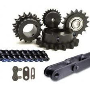 Close-up view of industrial chains and sprockets available at Apex Industrial Automation's online store.