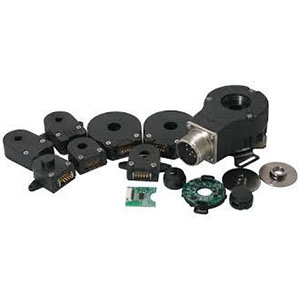 Selection of industrial encoders on a white background, available at Apex Industrial Automation's online store.