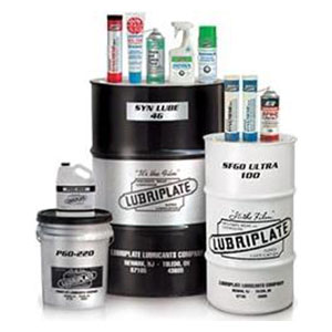 Assortment of Lubriplate lubricants and application tools on a white background, available at Apex Industrial Automation's online store.
