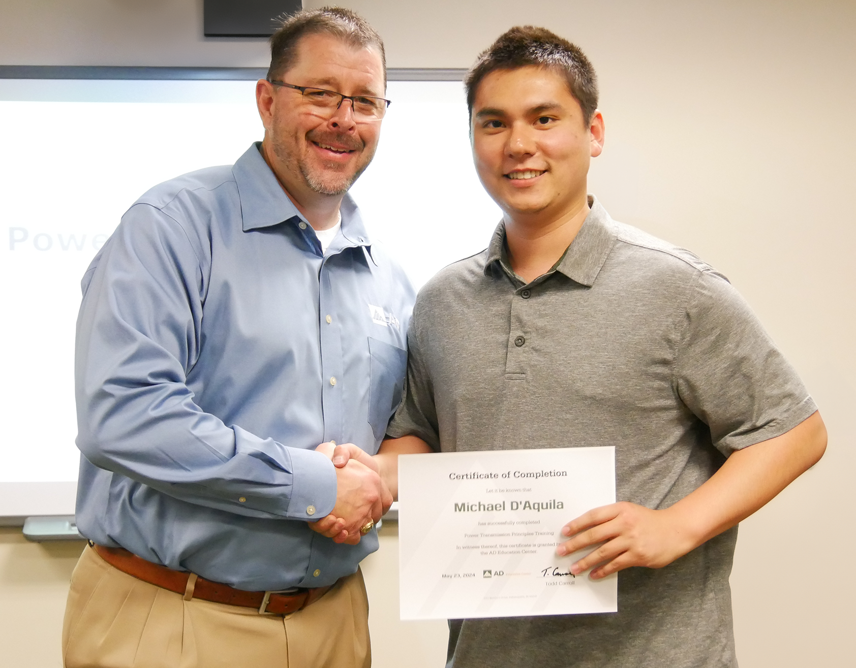 Apex Industrial Automation employee awarded Power Transmission Principles certification by Affiliated Distributors (AD)