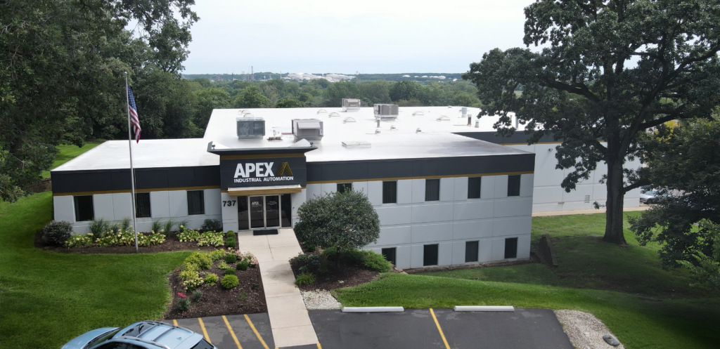 A drone show view of Apex Industrial Automation's corporate office, our HQ for design engineering, distribution, MRO, and repair services.
